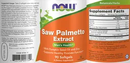 Label for Saw Palmetto Extract