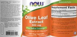 Label for Olive Leaf Extract 500 mg