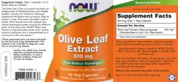 Label for Olive Leaf Extract 500 mg