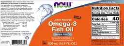 Label for Omega-3 Fish Oil Lemon Flavored