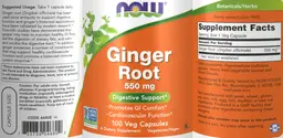 Label for Ginger Root 550 mg