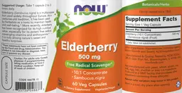 Label for Elderberry 500 mg