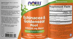 Label for Echinacea & Goldenseal Root 225/225 mg Blend