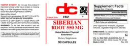 Label for Siberian Root 550 mg