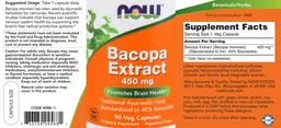 Label for Bacopa Extract 450 mg