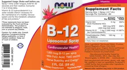 Label for B-12 Liposomal Spray