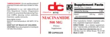 Label for Niacinamide 500 mg