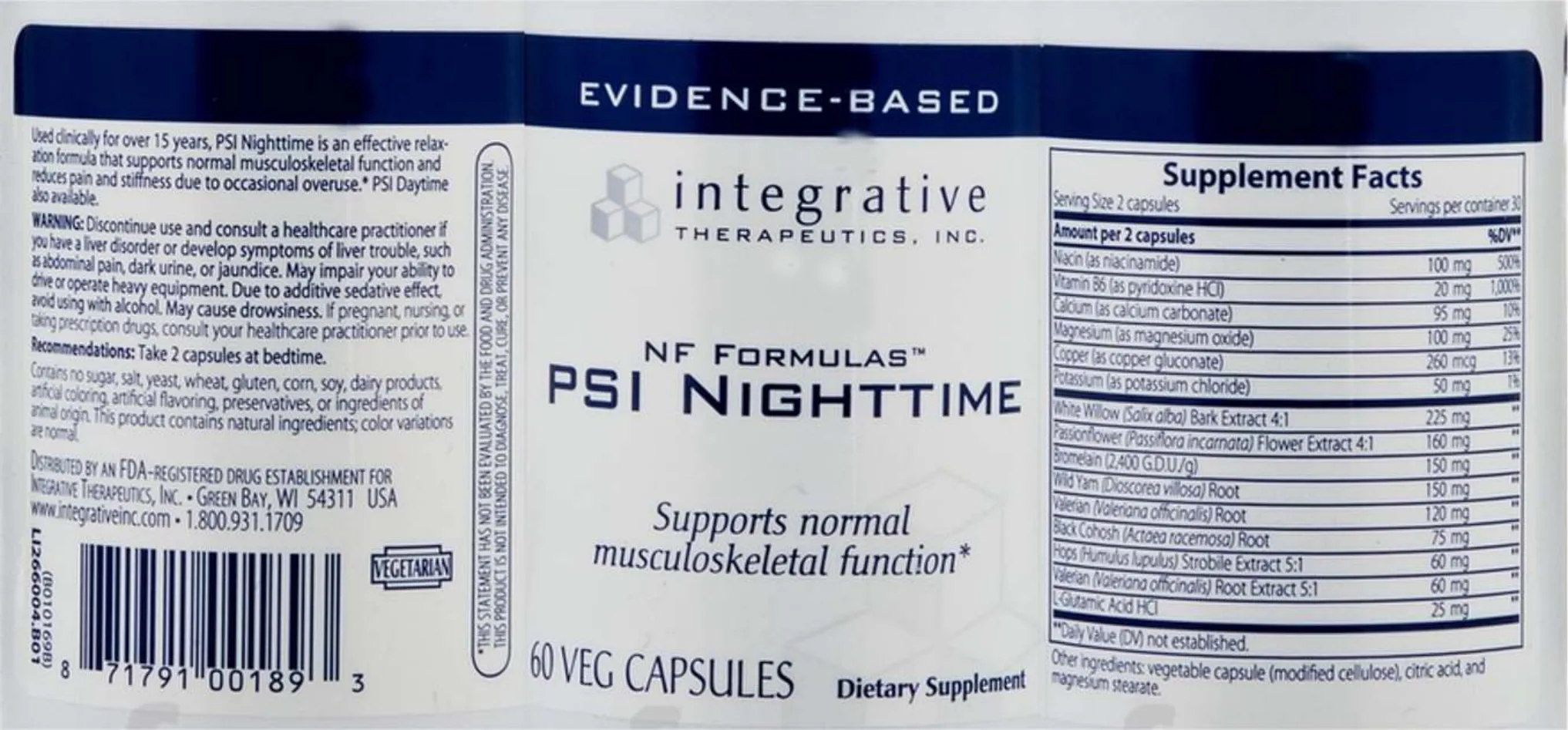 Label for NF Formulas PSI Nighttime
