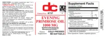 Label for Evening Primrose Oil 1000 mg