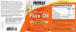 Label for High Lignan Flax Oil 1000 mg