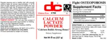 Label for Calcium Lactate Powder