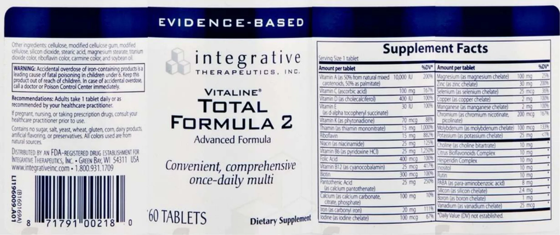Label for Vitaline Total Formula 2