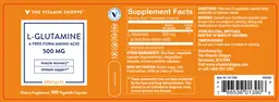 Label for L-Glutamine 500 mg