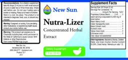 Label for Nutra-Lizer Concentrated Herbal Extract