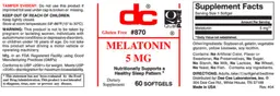 Label for Melatonin 5 mg