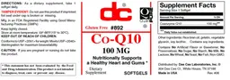 Label for Co-Q10 100 mg