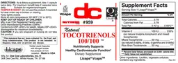 Label for Tocotrienols 100/100