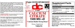 Label for Calcium Citrate 1500 mg +D