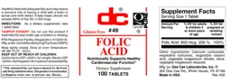 Label for Folic Acid