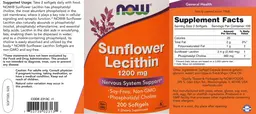 Label for Sunflower Lecithin 1200 mg