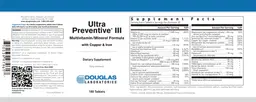 Label for Ultra Preventive III With Copper & Iron