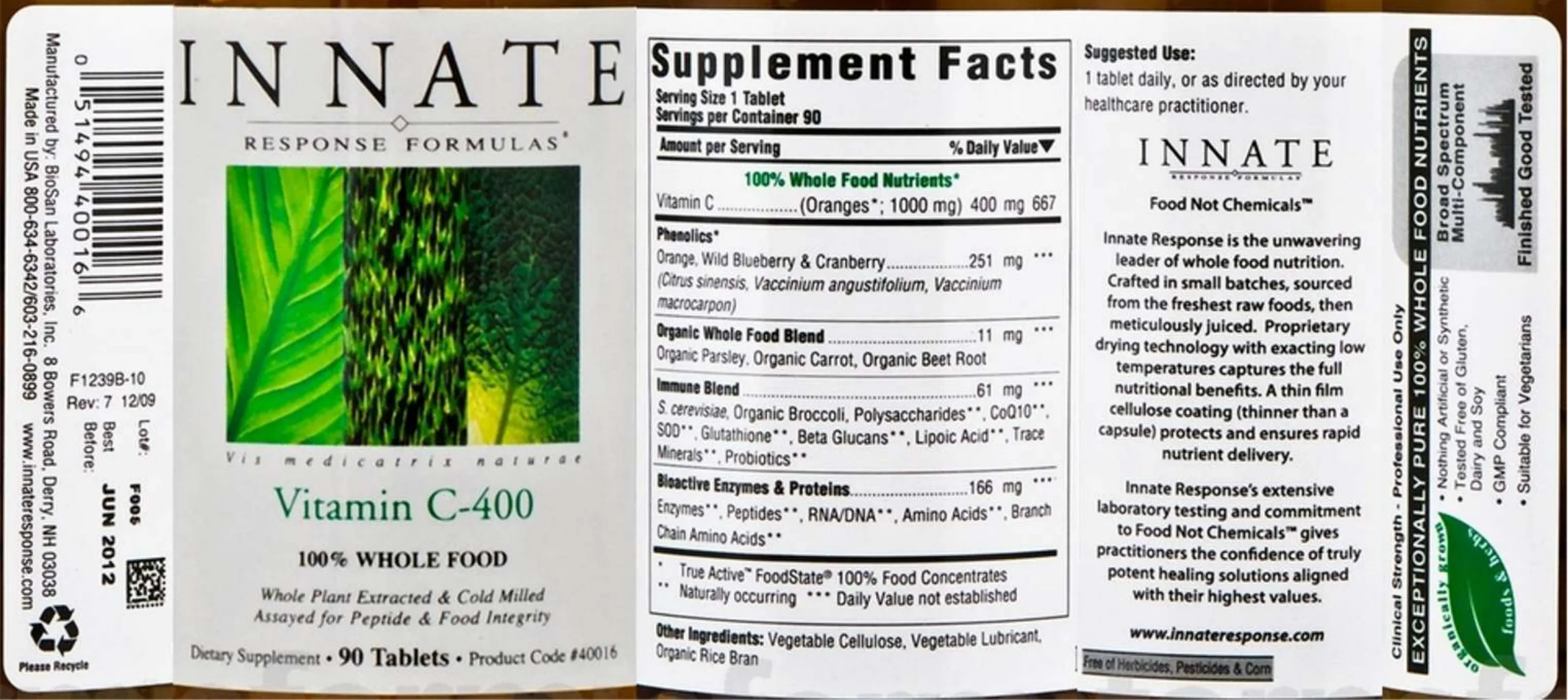 Label for Vitamin C-400