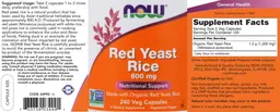 Label for Red Yeast Rice 600 mg
