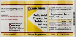 Label for Folic Acid Chewable Tablets - 400 mcg