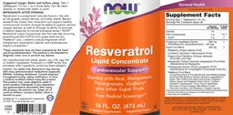Label for Natural Resveratrol Liquid Concentrate