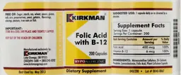 Label for Folic Acid With B-12