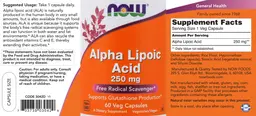 Label for Alpha Lipoic Acid 250 mg