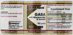 Label for GABA With Niacinamide & Inositol