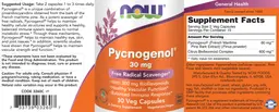 Label for Pycnogenol 30 mg