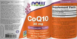 Label for CoQ10 30 mg