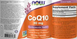 Label for CoQ10 30 mg