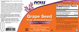 Label for Grape Seed 60 mg - Standardized Extract