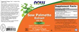 Label for Saw Palmetto Extract 320 mg