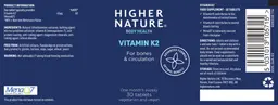 Label for Vitamin K2