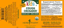 Label for Kids Cough Crusader Alcohol Free
