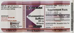 Label for Glucosamine Sulfate 500 mg