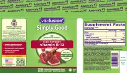 Label for High Potency Vitamin B-12 3000 mcg Natural Pomegranate Flavor