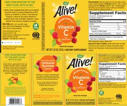 Label for Alive! Vitamin C