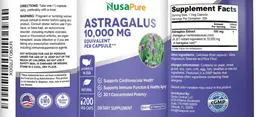 Label for Astragalus 10,000 mg