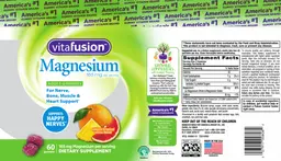 Label for Magnesium 165 mg Adult Gummies Natural Tropical Citrus Flavor