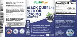 Label for Black Currant Seed Oil 1070 mg