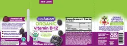 Label for Organic Vitamin B-12 3000 mcg Black Raspberry Flavor