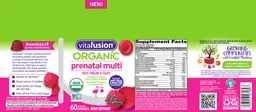 Label for Organic Prenatal Multi Ripe Raspberry Flavor
