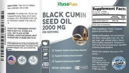 Label for Black Cumin Seed Oil 2000 mg