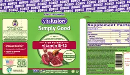 Label for High Potency Vitamin B-12 3000 mcg Natural Pomegranate Flavor