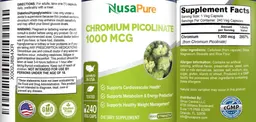 Label for Chromium Picolinate 1000 mcg